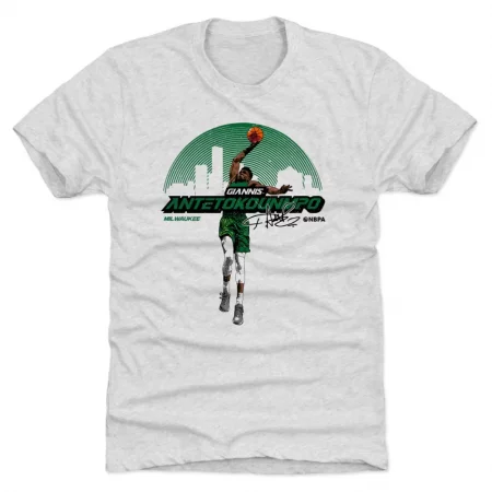 Milwaukee Bucks - Giannis Antetokounmpo Skyline White NBA T-Shirt