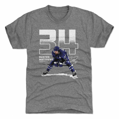 Toronto Maple Leafs - Auston Matthews Outline Gray NHL T-Shirt
