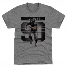 Pittsburgh Steelers - T.J. Watt Grunge Gray NFL T-Shirt