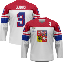 Czechy - Radko Gudas 2024 World Champions Hockey Replica Jersey Biały