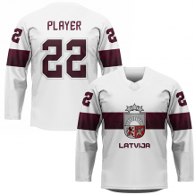 Łotwa - Replica Fan Hockey Bluza Biała/Własne imię i numer