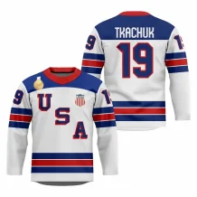 USA - Matthew Tkachuk 2026 Gold Medal Hokejový Replica Fan Dres Bílý