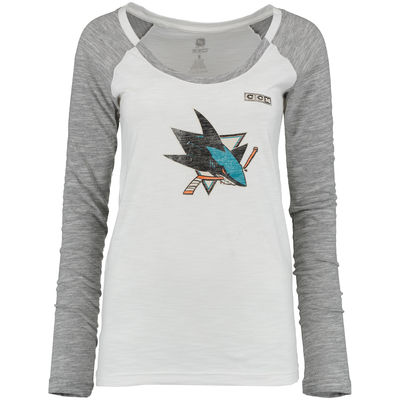 San Jose Sharks Womens - Retro Logo NHL Long Sleeve T-Shirt