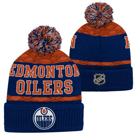Edmonton Oilers Dziecięca - Puck Pattern NHL Czapka zimowa