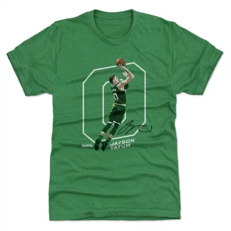 Boston Celtics - Jayson Tatum Outline Green NBA T-Shirt