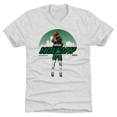 Milwaukee Bucks - Jrue Holiday Skyline White NBA T-Shirt