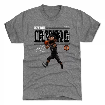 Brooklyn Nets - Kyrie Irving Cartoon Gray NBA T-Shirt