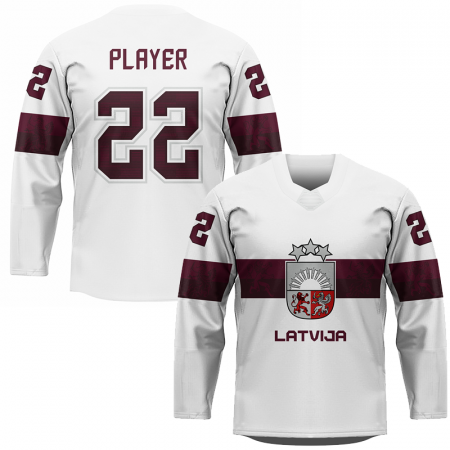 Lotyšsko - Replica Fan Hokejový Dres Bílý/Vlastní jméno a číslo