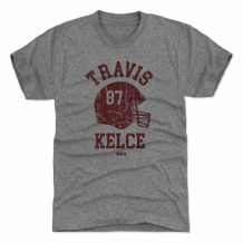 Kansas City Chiefs - Travis Kelce Helmet Gray NFL T-Shirt