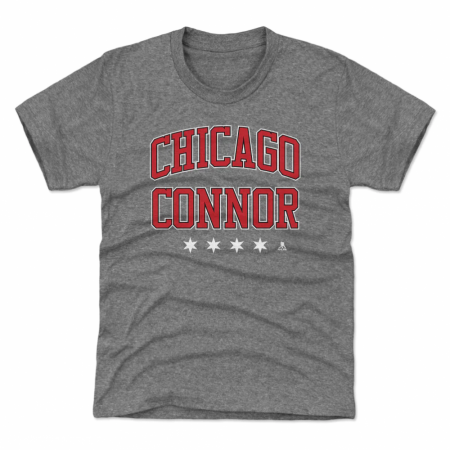 Chicago Blackhawks Detské - Connor Bedard Athletic Font Gray NHL Tričko