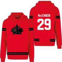 Kanada - Nathan MacKinnon 2026 Hokejová Mikina s kapucí - červená