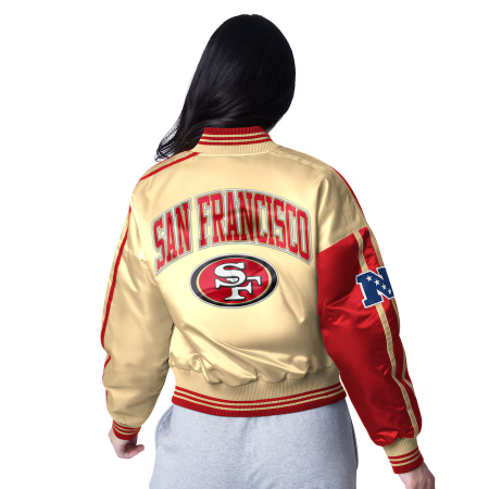San Francisco 49ers Women's - Zone Blitz Cropped Satin NFL Jacket