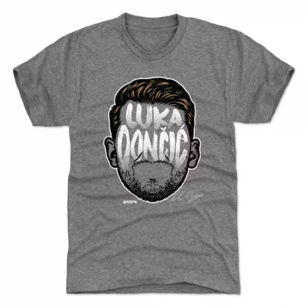 Dallas Mavericks - Luka Doncic Player Silhouette Gray NBA T-Shirt