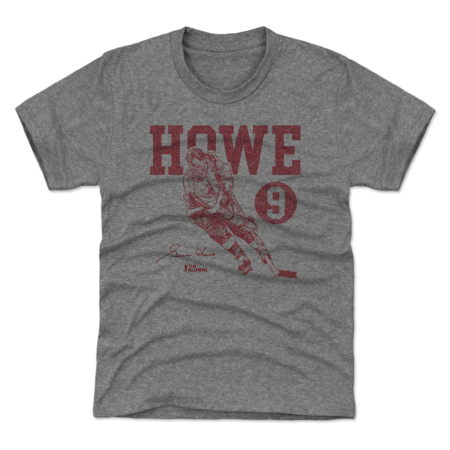 Detroit Red Wings Youth - Gordie Howe Vinatge Gray NHL T-Shirt