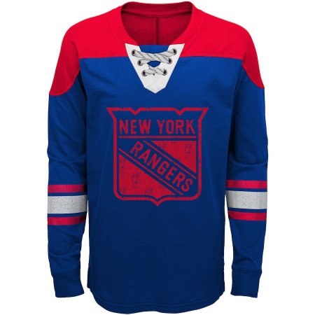 New York Rangers Dětská - Hockey Lace-Up Crew NHL Tričko s dlouhým rukávem