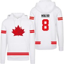 Kanada - Cale Makar 2026 Hokejová Mikina s kapucí - biela