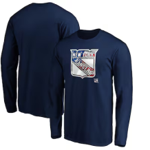 New York Rangers - Banner Wave Logo NHL Long Sleeve T-Shirt