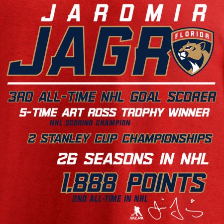 Florida Panthers - Jaromir Jagr 2nd All-Time Point Record NHL Tričko