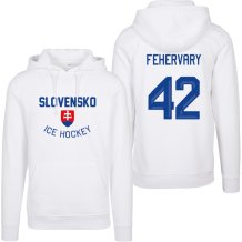 Słowacja Martin Fehérváry Authentic Hockey Navy Bluza s kapturem - biały