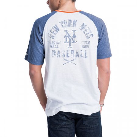 New York Mets - Slub Raglan Sleeve Henley MLB Tričko