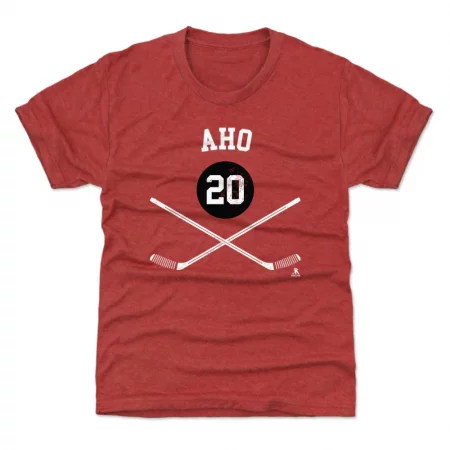 Carolina Hurricanes Youth - Sebastian Aho Sticks Red NHL T-Shirt