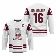 Lotyšsko - Kaspars Daugavins 2026 Hockey Replica Fan Dres Bílý