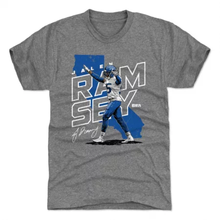 Los Angeles Rams - Jalen Ramsey Player Map Gray NFL T-Shirt