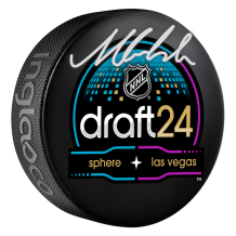 San Jose Sharks - Macklin Celebrini Podepsaný 2024 Draft logo NHL Puk
