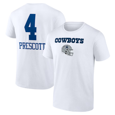 Dallas Cowboys - Dak Prescott Wordmark NFL Tričko White