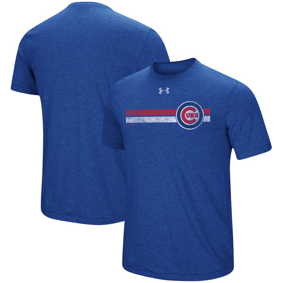 Chicago Cubs Grey Tri-Blend Stripe Tee by Under Armour®