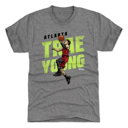 Atlanta Hawks - Trae Young Lay Up Gray NBA T-Shirt