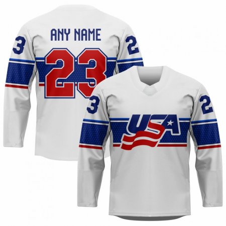 USA - 2023 Hokejový Replica Fan Dres Bílý/Vlastní jméno a číslo