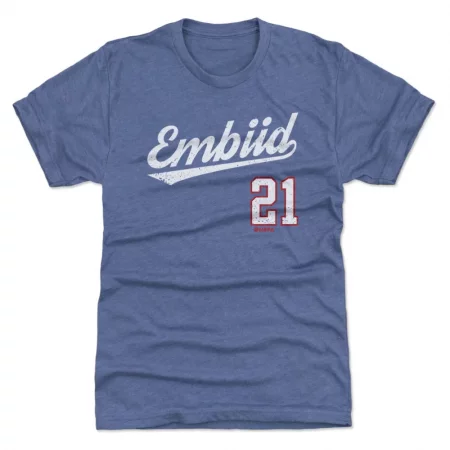 Philadelphia 76ers - Joel Embiid Script Blue NBA T-Shirt