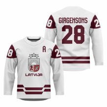 Lotyšsko - Zemgus Girgensons 2026 Hockey Replica Fan Dres Bílý
