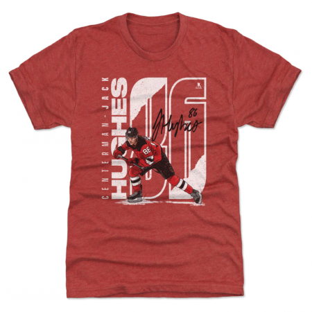 New Jersey Devils - Jack Hughes Stretch Red NHL T-Shirt
