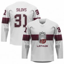Latvia - Arturs Silovs Replica Fan Jersey White