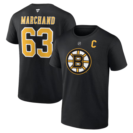 Boston Bruins - Brad Marchand Stack Captain NHL T-Shirt