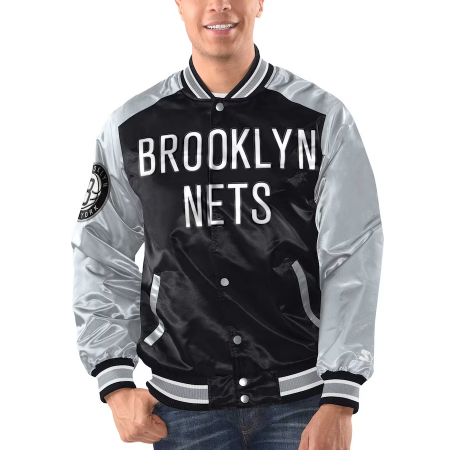 Brooklyn Nets - Full-Snap Varsity Satin NBA Jacket