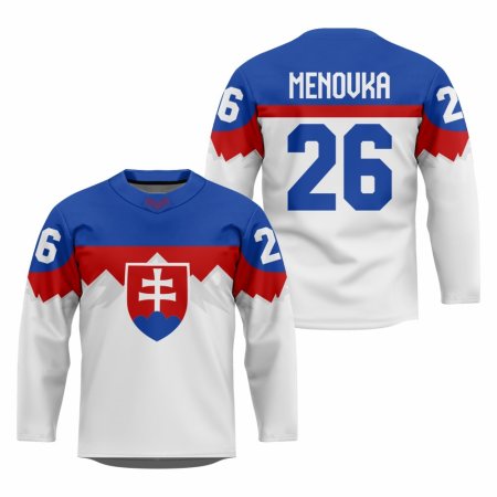 Słowacja - 2026 Hockey Fan Replica Jersey Biały/Własne imię i numer