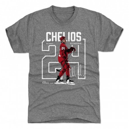 Detroit Red Wings - Chris Chelios Outline Gray NHL Shirt