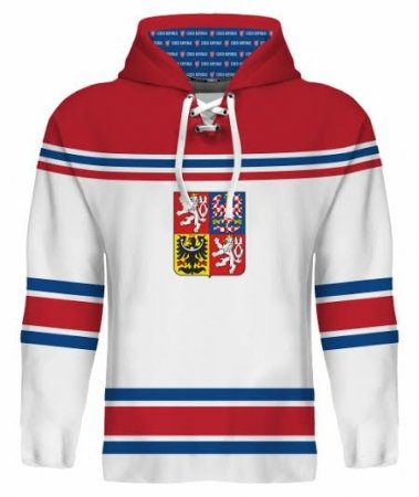 Česko - Hokejová Softshell biela mikina s kapucňou