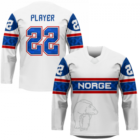 Norsko - Replica Fan Hokejový Dres Bílý/Vlastní jméno a číslo