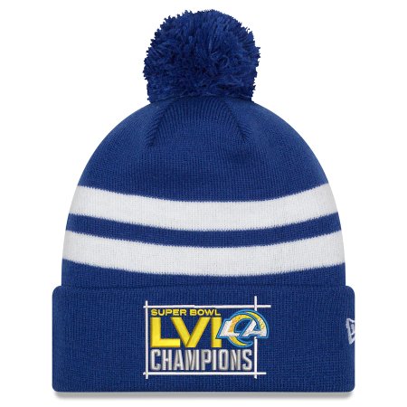 Los Angeles Rams - Super Bowl LVI Champions Top Stripe Pom NFL Zimná čiapka - Veľkosť: one size