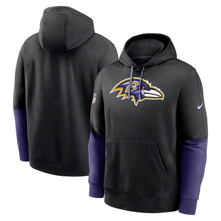 Baltimore Ravens - 2024 Sideline Club Pullover Black NFL Mikina s kapucňou