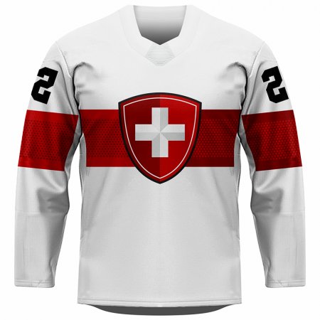 Schweiz - 2022 Hockey Replica Fan Trikot Weiß/Name und Nummer
