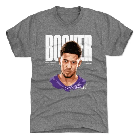 Phoenix Suns - Devin Booker Game Face Gray NBA T-Shirt