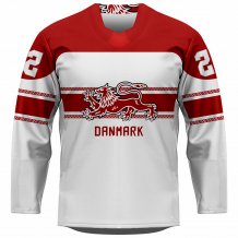 Dánsko - 2022 Hokejový Replica Fan Dres Biely/Vlastné meno a číslo