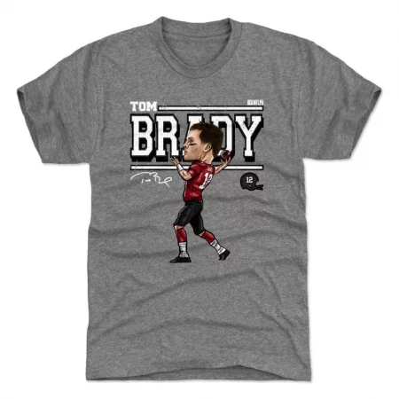 Tampa Bay Buccaneers - Tom Brady Cartoon Gray NFL T-Shirt