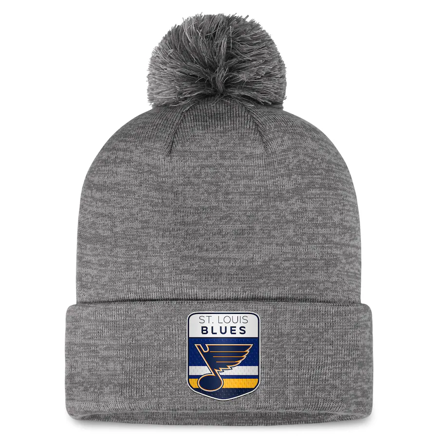 Toronto Blue Jays Fanatics Branded Cuffed Knit Hat with Pom - Gray