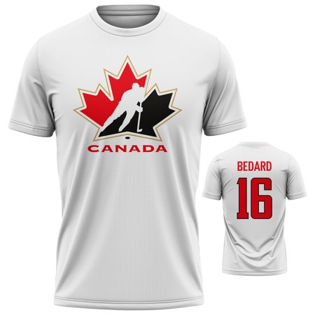 Kanada - Connor Bedard Hokejové Tričko-biele